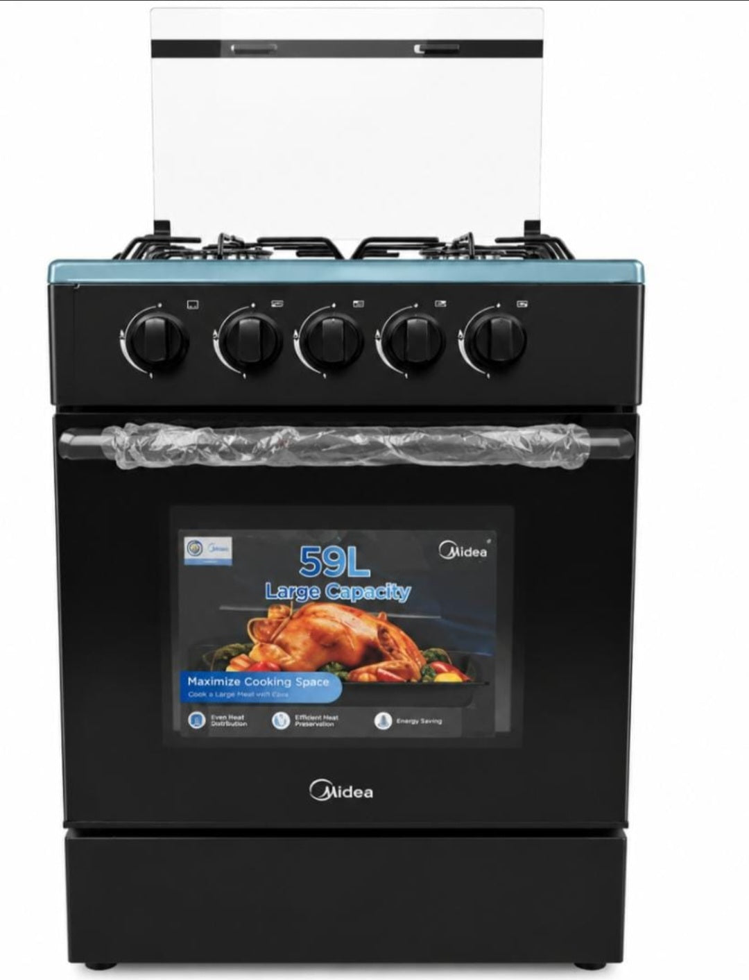 Midea 50x55 4 Burner Gas Cooker with 59L oven front view