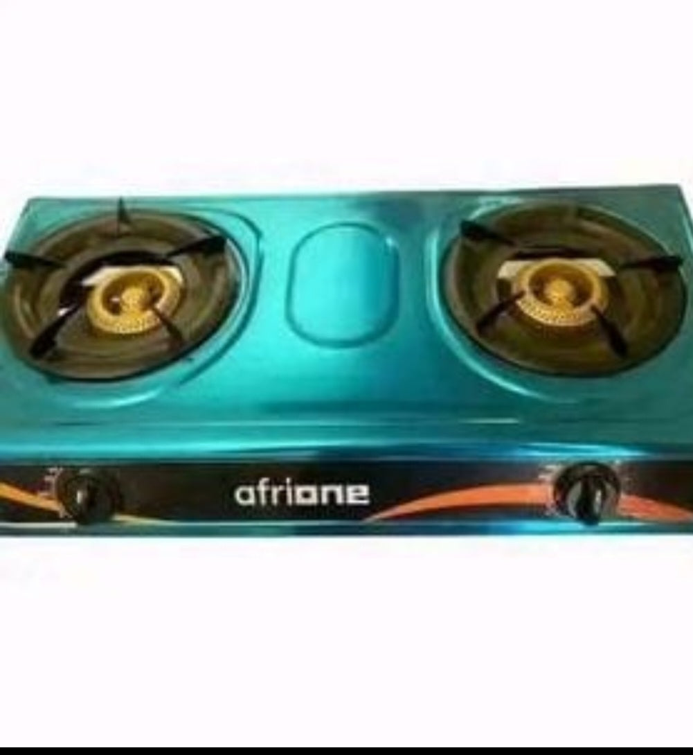Afrione Table Top Gas Cooker dual brass burners teal finish