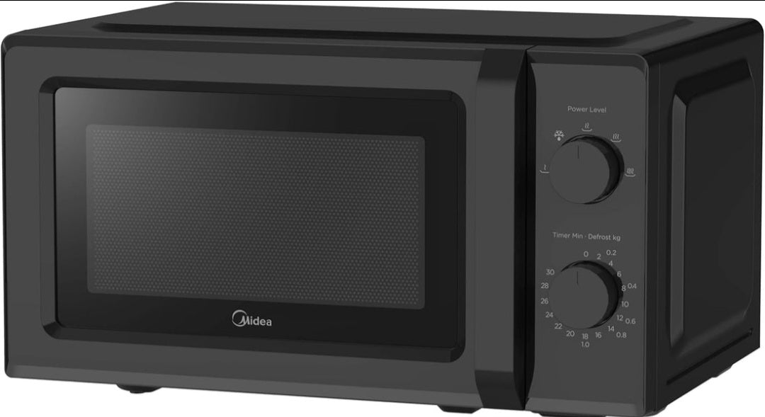 Midea Inverter Microwave Oven black with power level and timer dials
