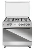 Maxi 90x60 5 Burner Gas Cooker stainless steel with glass lid open