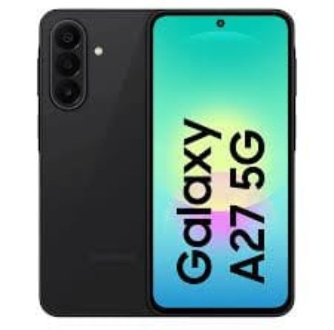 Samsung Galaxy A27 5G Phantom Black front and back view