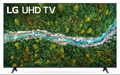 LG 50 inch UHD Smart TV displaying stunning aerial forest landscape