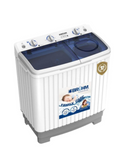 Bruhm 7KG Twin Tub Washing Machine white and blue Family Care full view