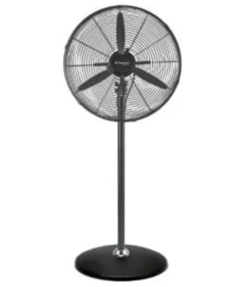 Binatone 26 inch Heavy Duty Industrial Fan all-black metal frame with round base full view