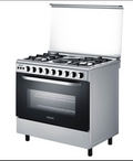 Bruhm 90x60 Cooker stainless steel with 4 gas burners 2 hotplates and large oven full view